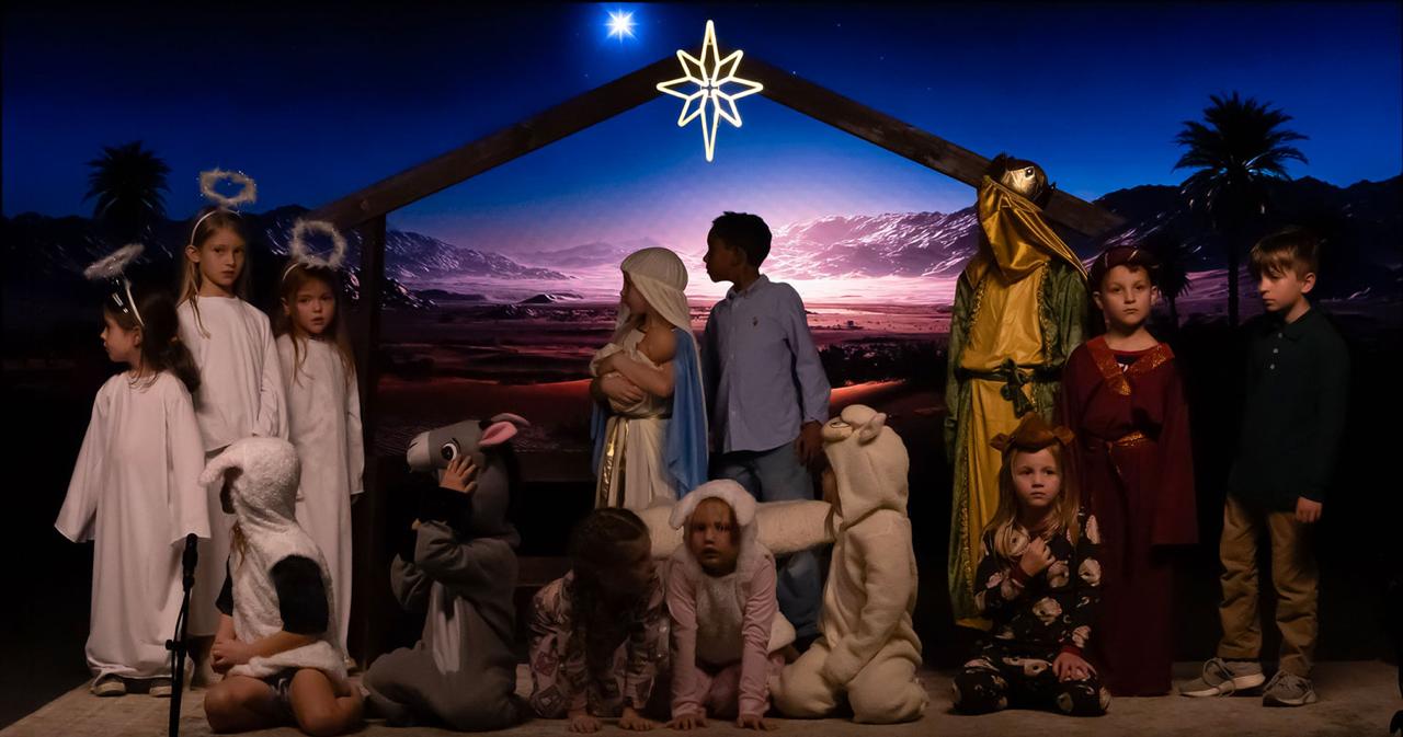 Students performing in a Christmas program